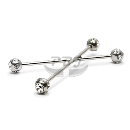14G Industrial Barbell, Multi Jeweled Barbell-316L S. Steel