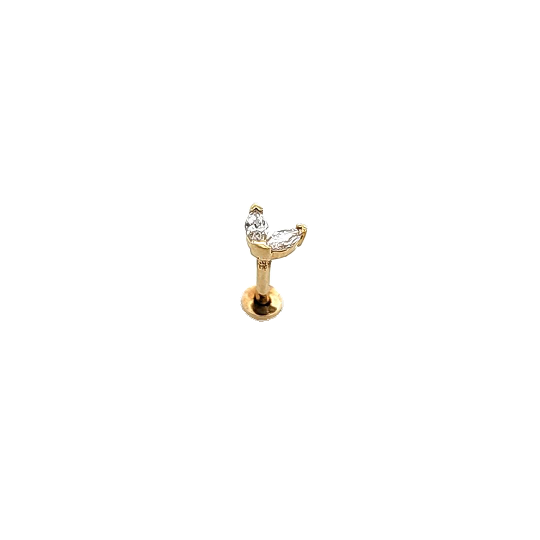 14K Gold- 18g 2 Marquise Labret