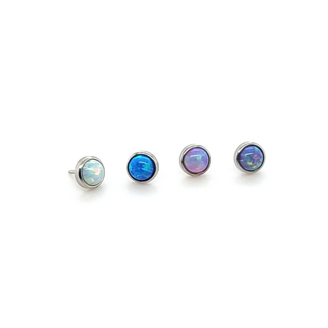 4mm Opal Bezel Set W/ Push Pin - 316L S. Steel