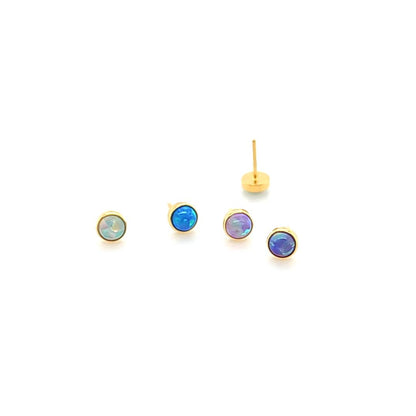 3mm Opal Bezel Set W/ Push Pin -Gold Steel