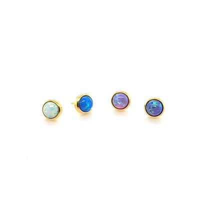 4mm Opal Bezel Set W/ Push Pin -Gold Steel