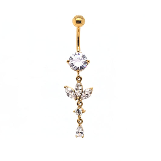 ST-001 All 316LSteel Dangle Belly - Gold Steel