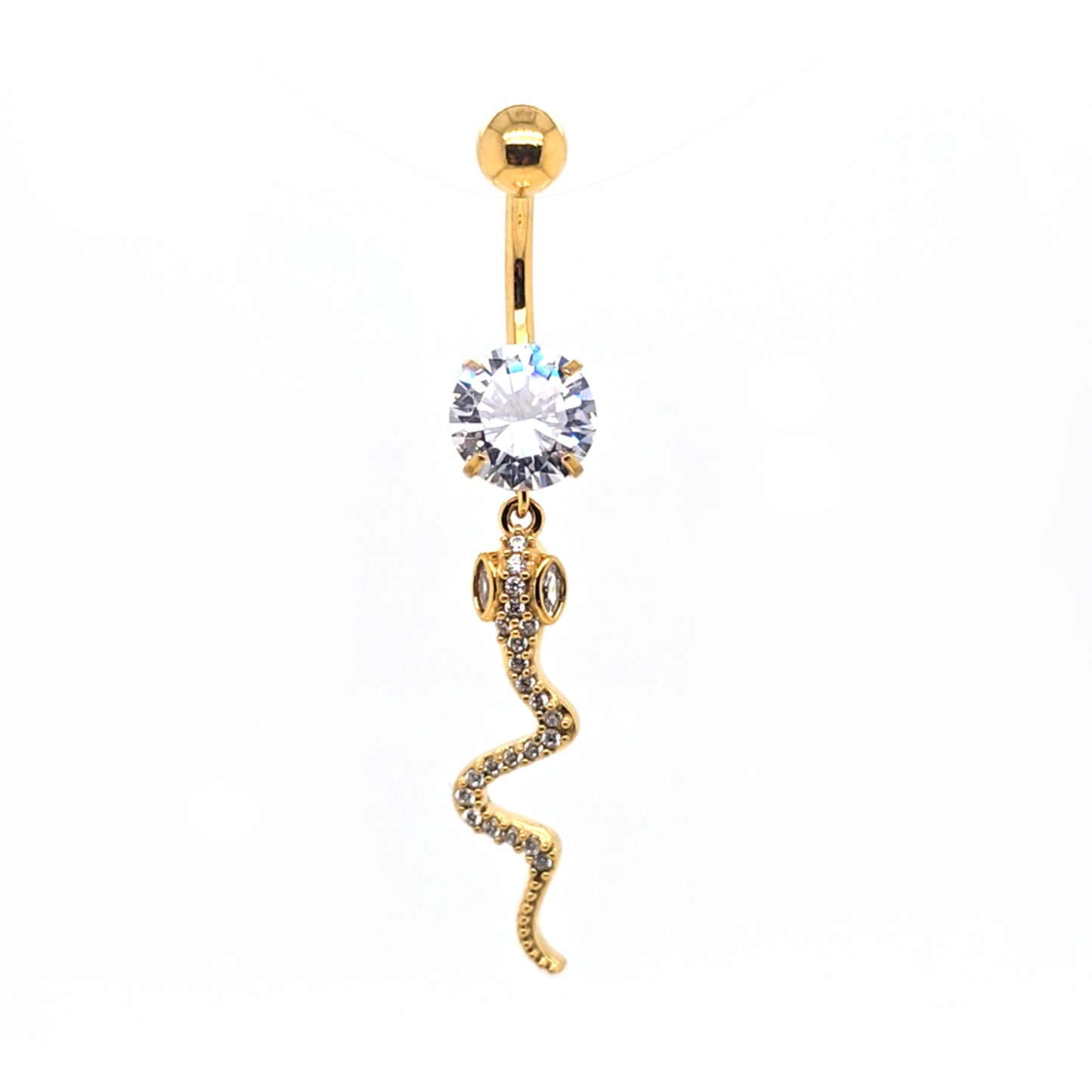 ST-002 All 316LSteel Dangle Belly - Gold Steel