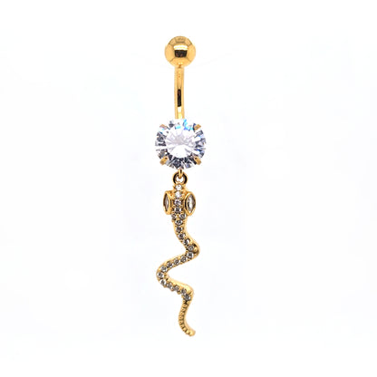 ST-002 All 316LSteel Dangle Belly - Gold Steel