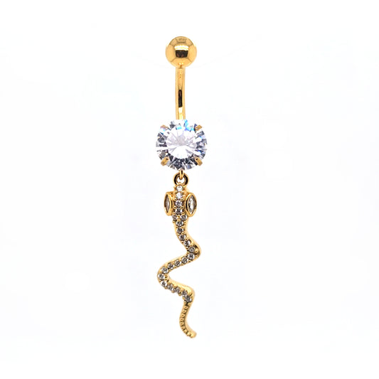 ST-002 All 316LSteel Dangle Belly - Gold Steel