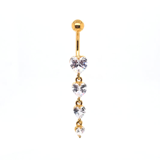 ST-004 All 316LSteel Dangle Belly - Gold Steel