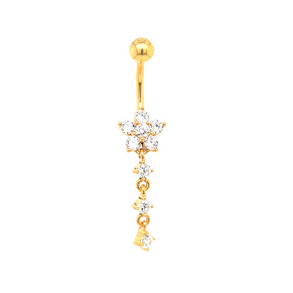 ST-008 All 316L Steel Dangle Belly - Gold Steel