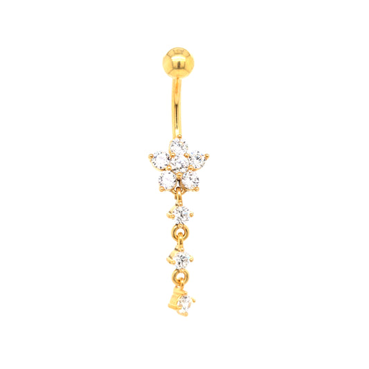 ST-008 All 316L Steel Dangle Belly - Gold Steel