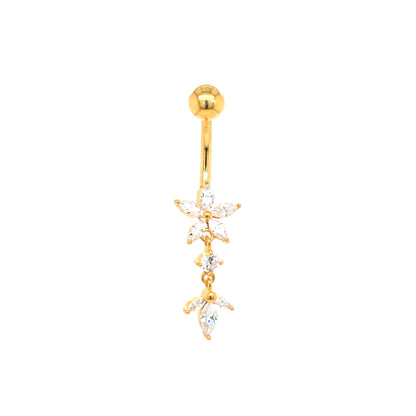ST-009 All 316L Steel Dangle Belly - Gold Steel
