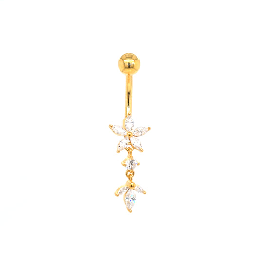 ST-009 All 316L Steel Dangle Belly - Gold Steel