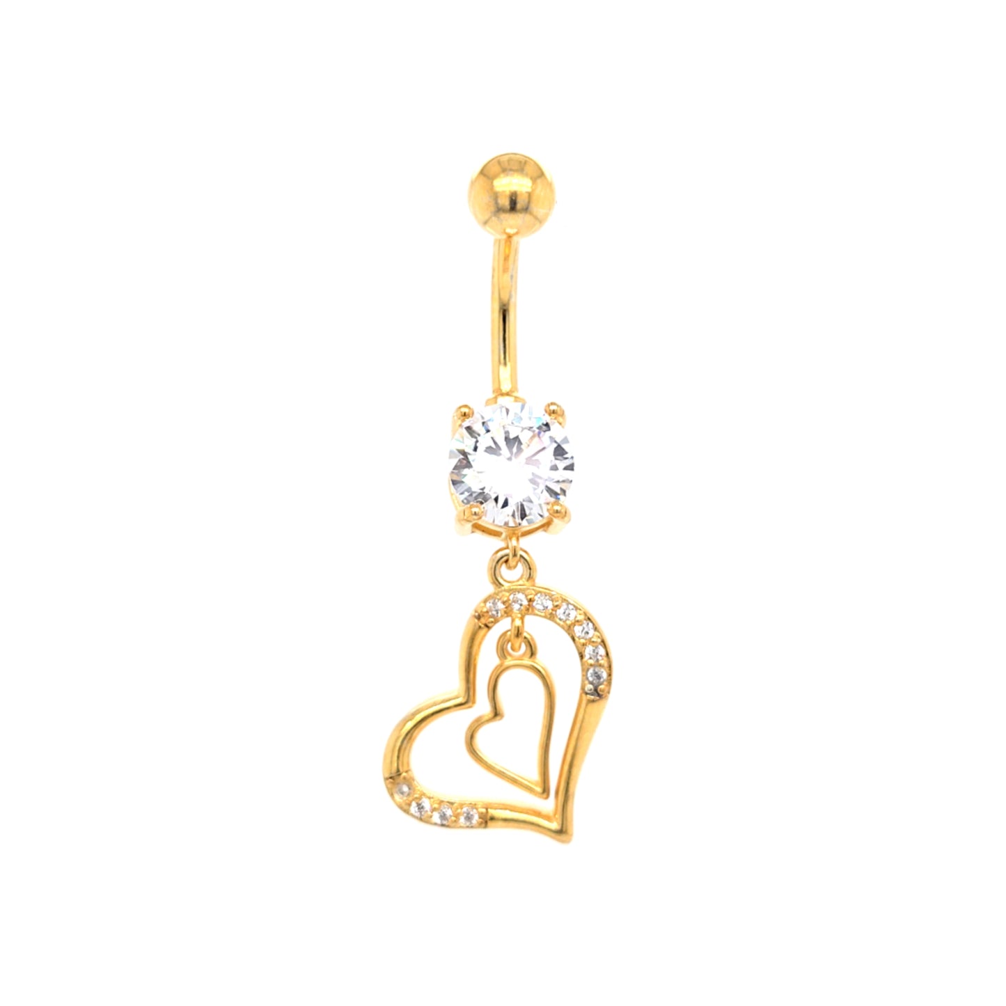 ST-011 All 316L Steel Dangle Belly - Gold Steel