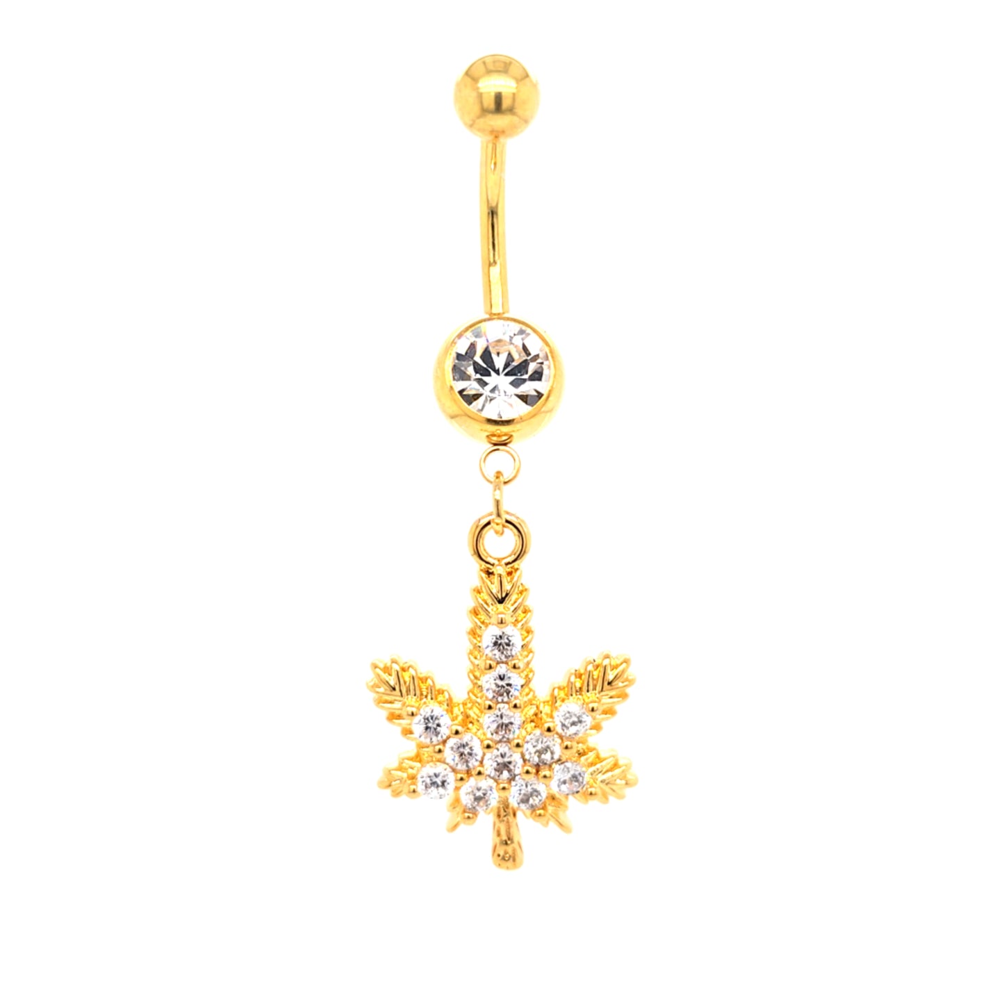 ST-012 Marihuana Dangle Belly - Gold Steel