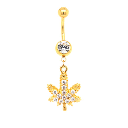 ST-012 Marihuana Dangle Belly - Gold Steel