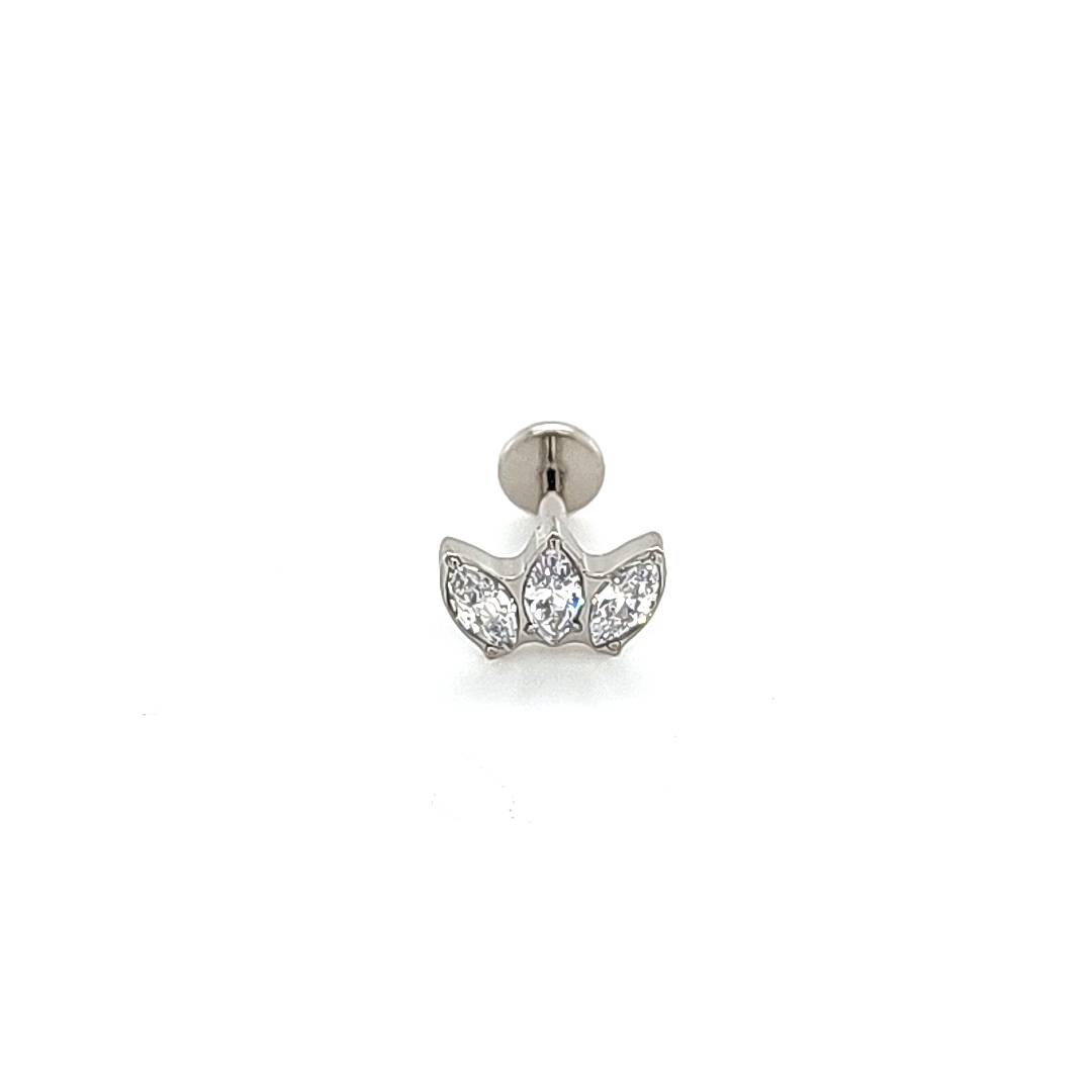 18g Labret- Casting CZ Tiara- 316L S. Steel