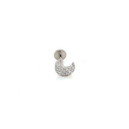 18g Labret- Casting CZ Moon- 316L S. Steel