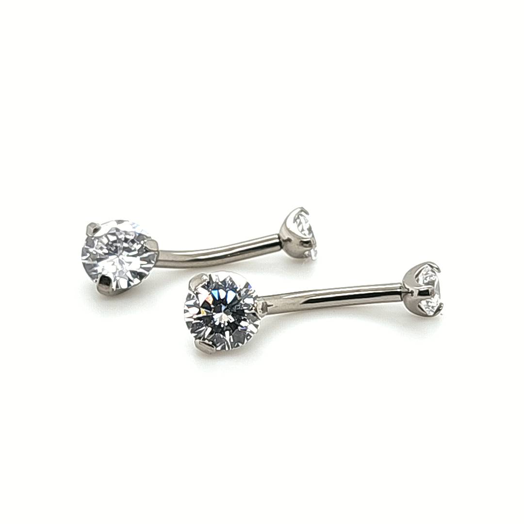 Mini CZ Navel Ring Internally Threaded - F136 Eli Titanium