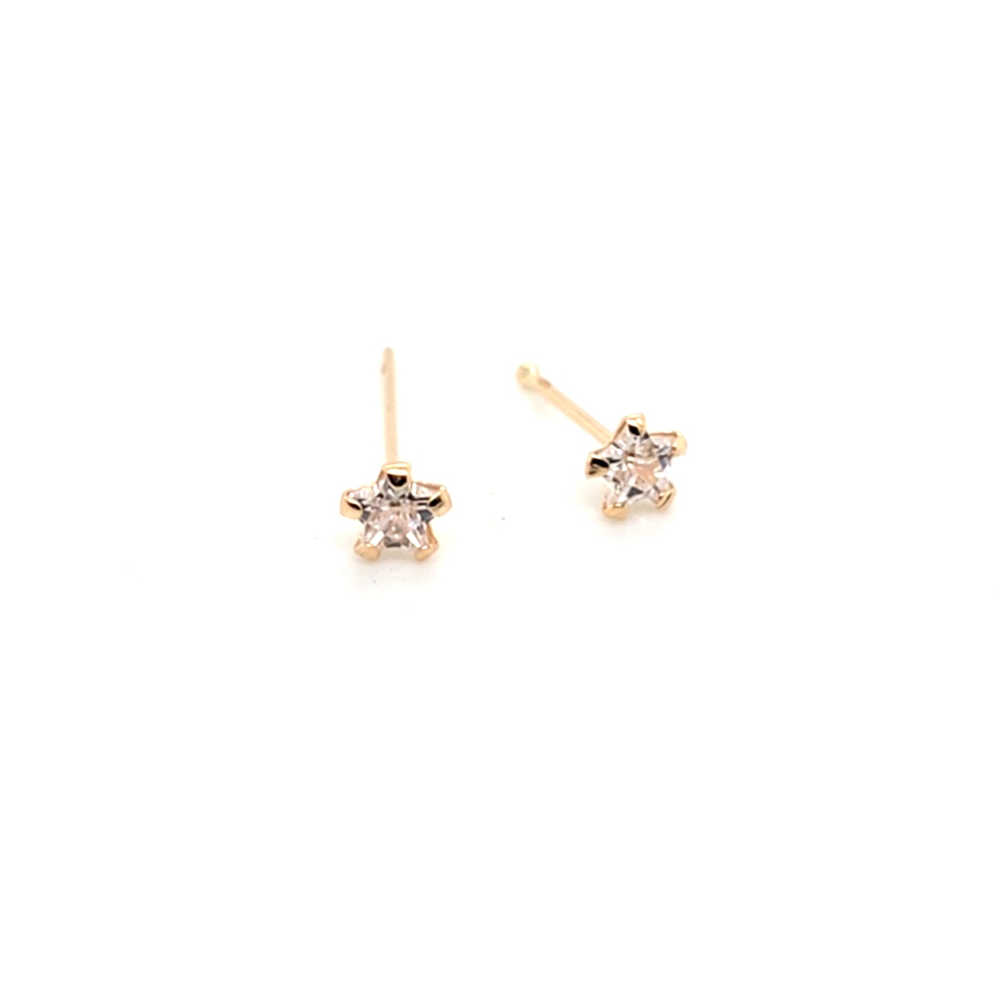 14K Gold- 22G Star CZ Nose Stud