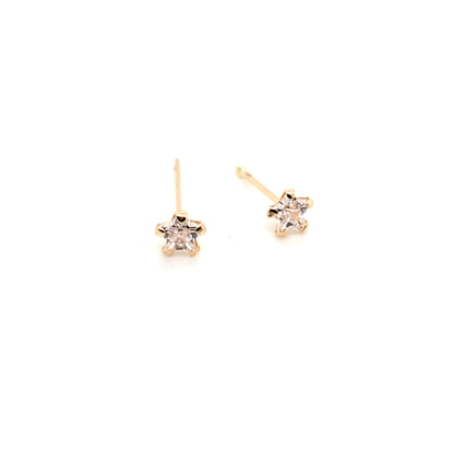 14K Gold- 22G Star CZ Nose Stud