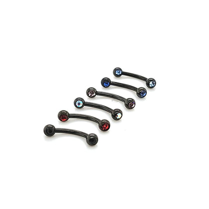 16G Eyebrow, Jeweled-Black Steel