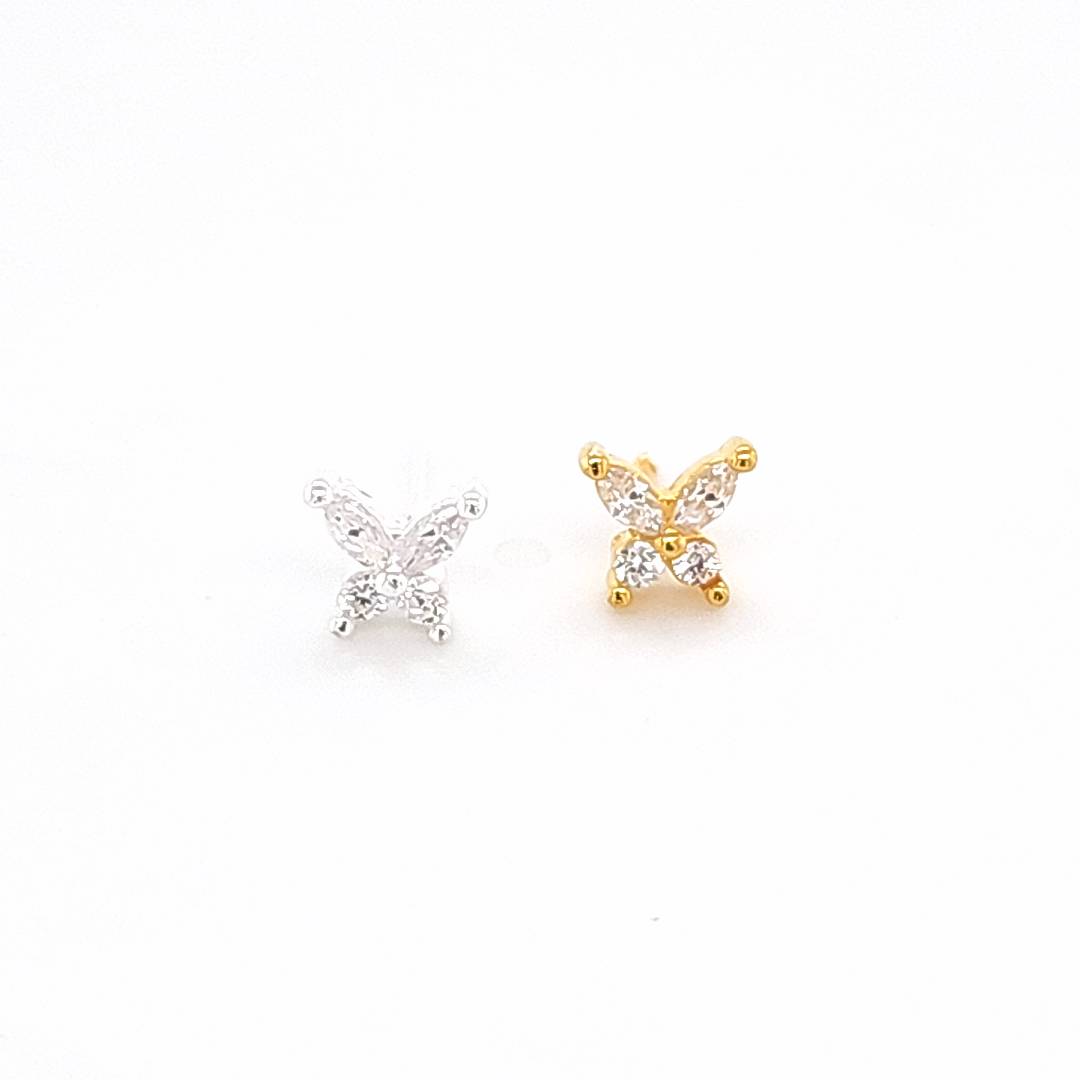 925.Sterling Silver-CZ Butterfly Nosestud, 20pc. Box