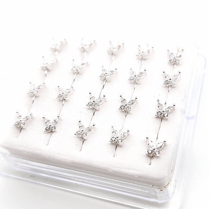 925.Sterling Silver-CZ Butterfly Nose Hoop, 20pc. Box