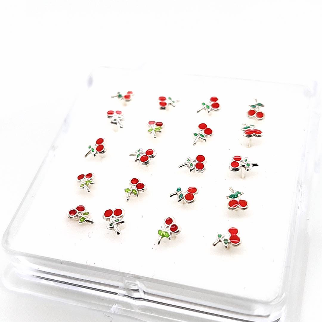 925.Sterling Silver- Cherry Nosestud 20pc. Box