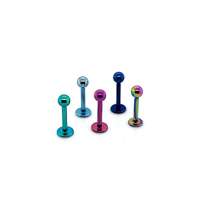 16G Labret, 3mm/4mm Ball-Color Steel