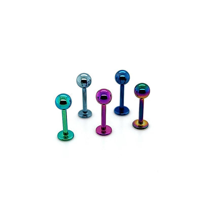 16G Labret, 3mm/4mm Ball-Color Steel