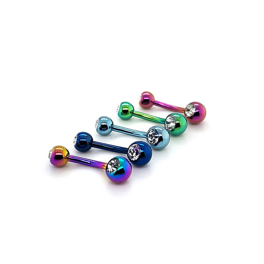 14G Mini Clear Jeweled Belly-Color Steel