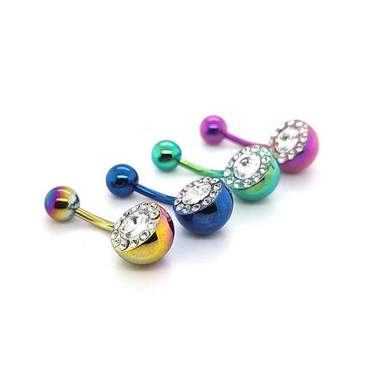 14G Belly Multi Jeweled-Color Steel