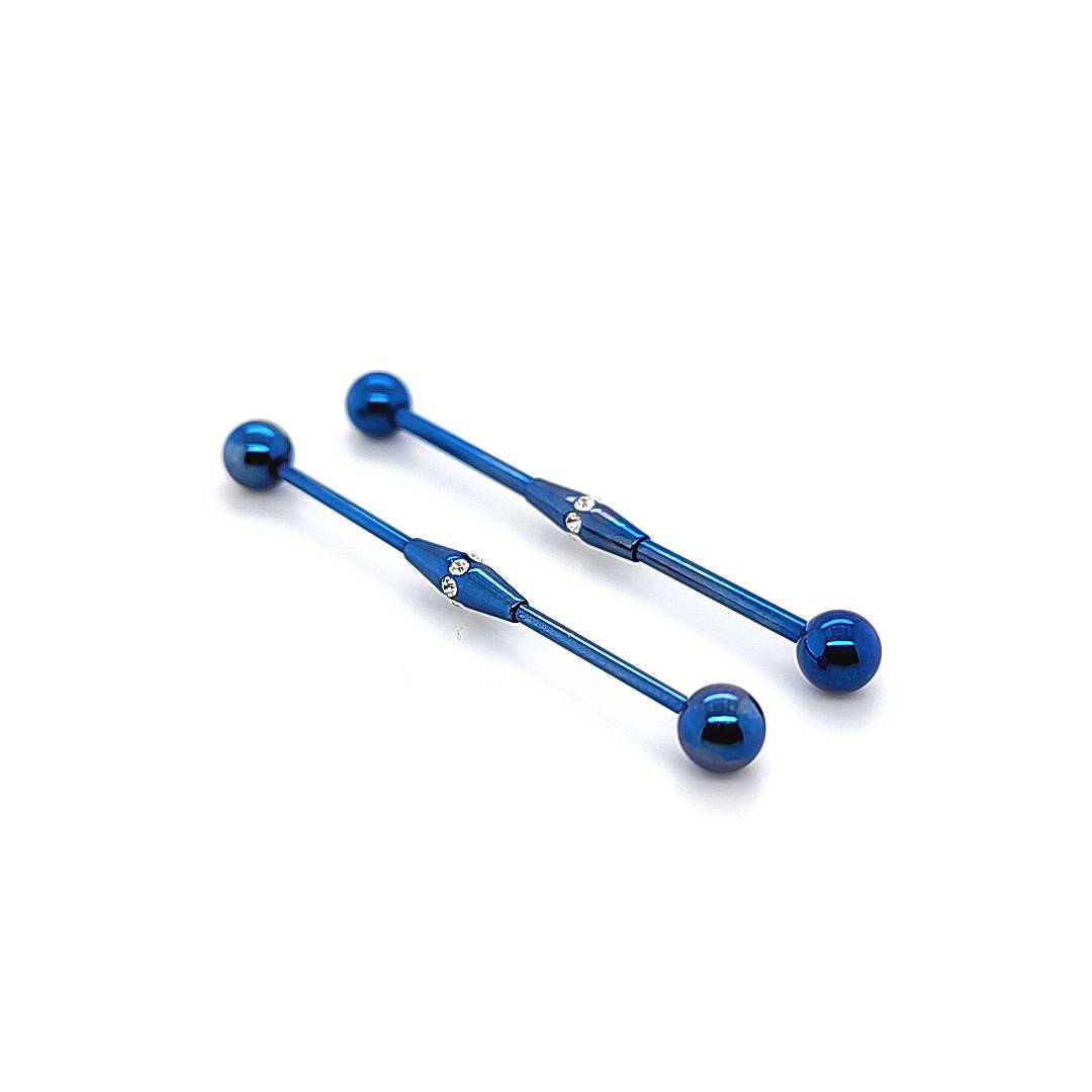 16G/14G Industrial Barbell- Multistone Center-Color Steel