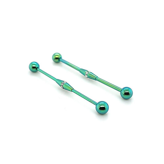 16G/14G Industrial Barbell- Multistone Center-Color Steel