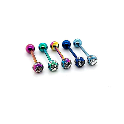 14G Multi Jeweled Barbell-Color Steel