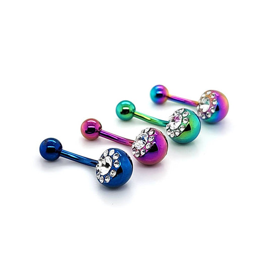 14G Belly Mini Multi Jeweled -Color Steel