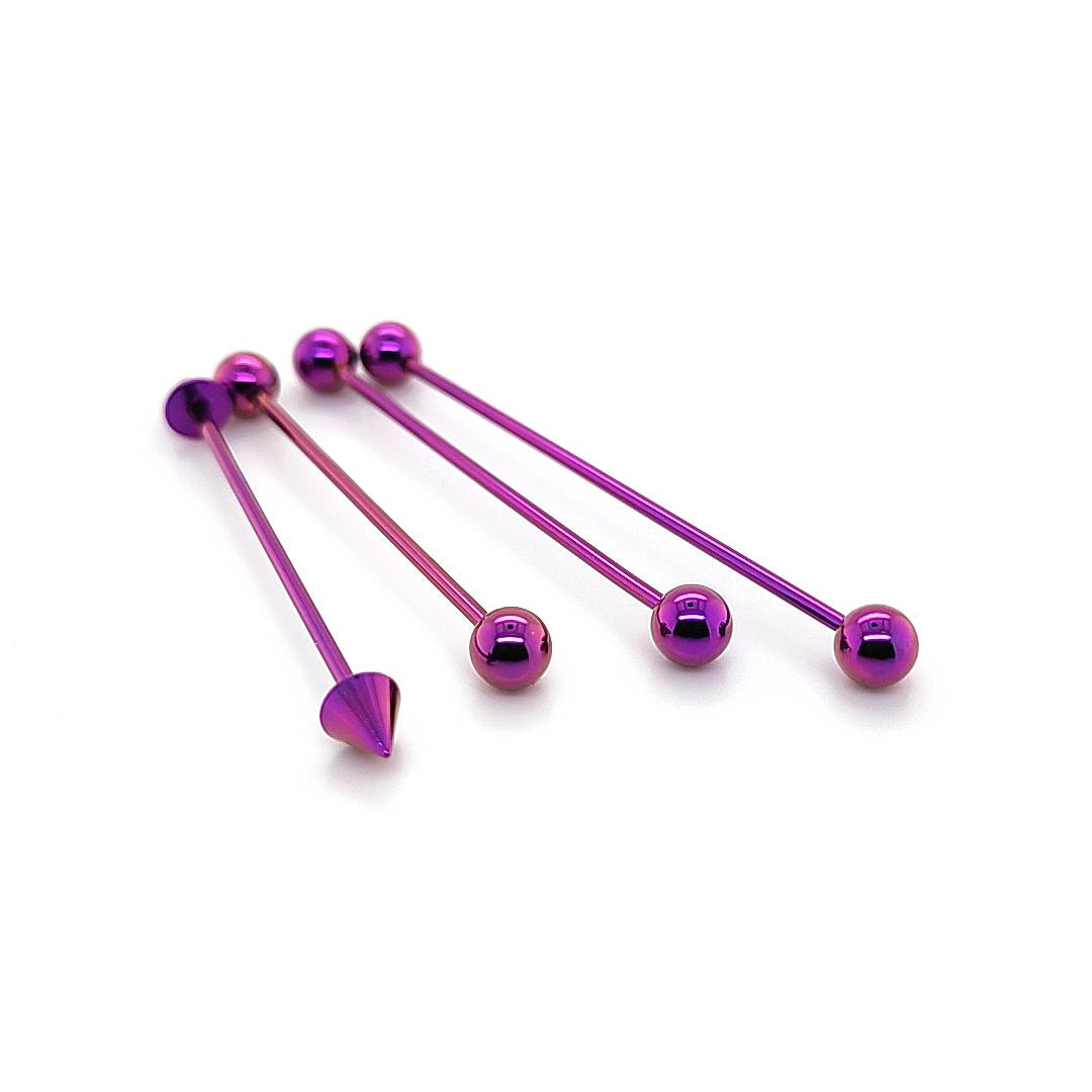 14G Industrial Barbell, Purple-Color Steel
