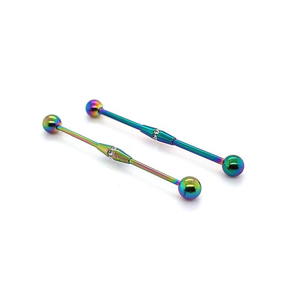 16G/14G Industrial Barbell- Multistone Center-Color Steel