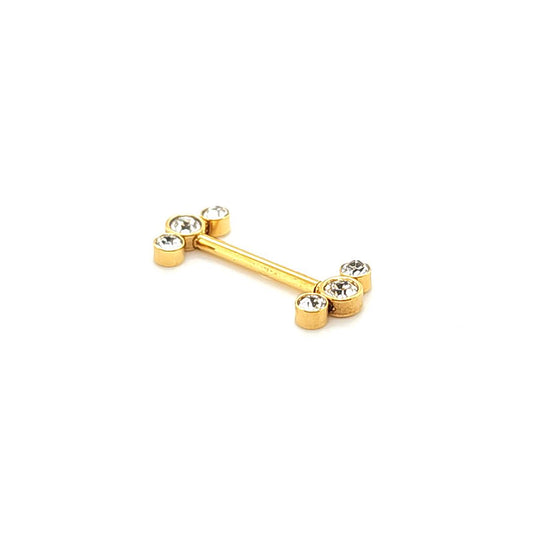 14G Design Nipple Barbell 1, Gold Steel