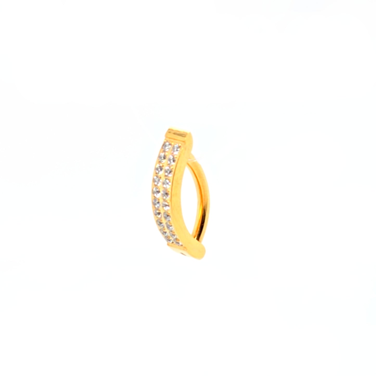 14G Belly Double Line CZ Set -Gold Steel