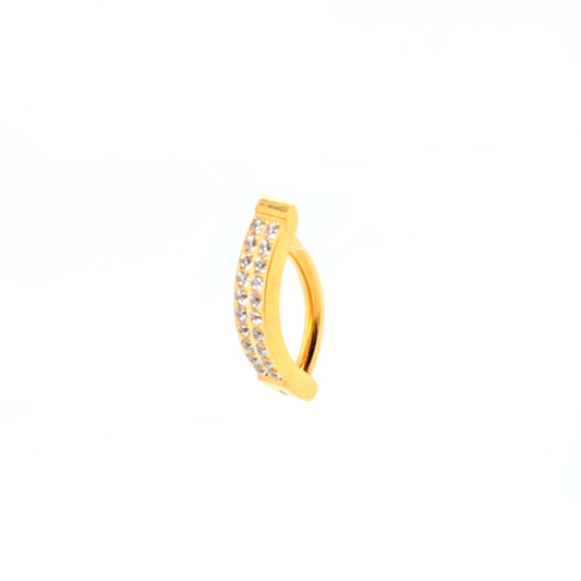 14G Belly Double Line CZ Set -Gold Steel