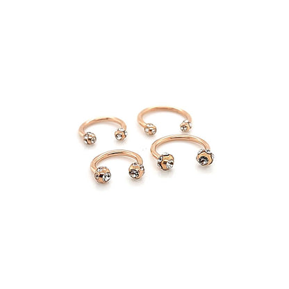 16G CBB Horseshoe,  Multi Jeweled Ball-Rosegold Steel