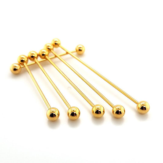 16G Industrial Ball Barbell-Gold Steel