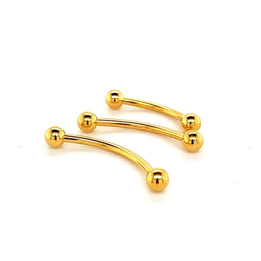 14G Eyebrow, Long Shaft-Gold Steel