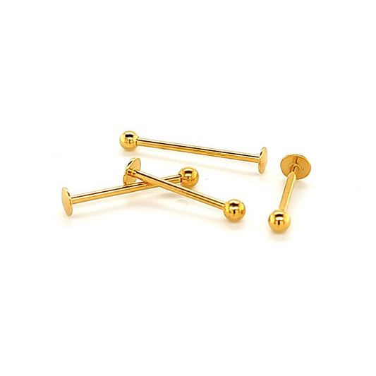 16G Labret, Long Shaft-Gold Steel