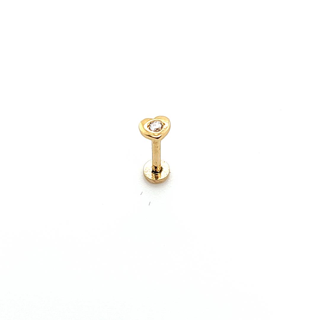 14K Gold- 18g Mini Heart with CZ Labret