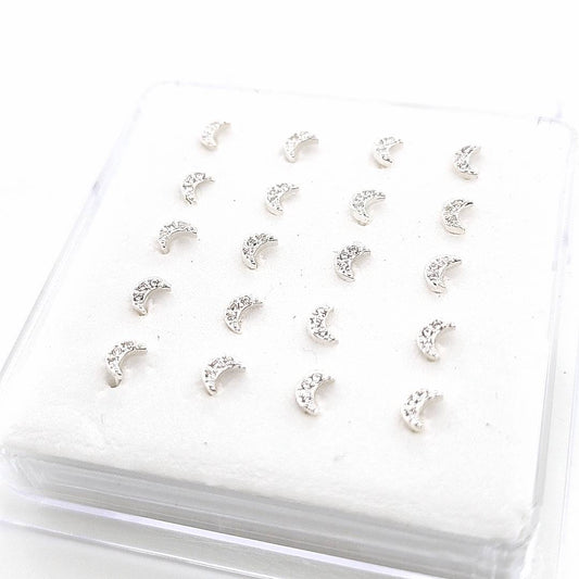 925.Sterling Silver-Moon CZ Nosestud, 20pc. Box