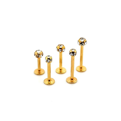 16G Labret, Multi Stone-Gold Steel