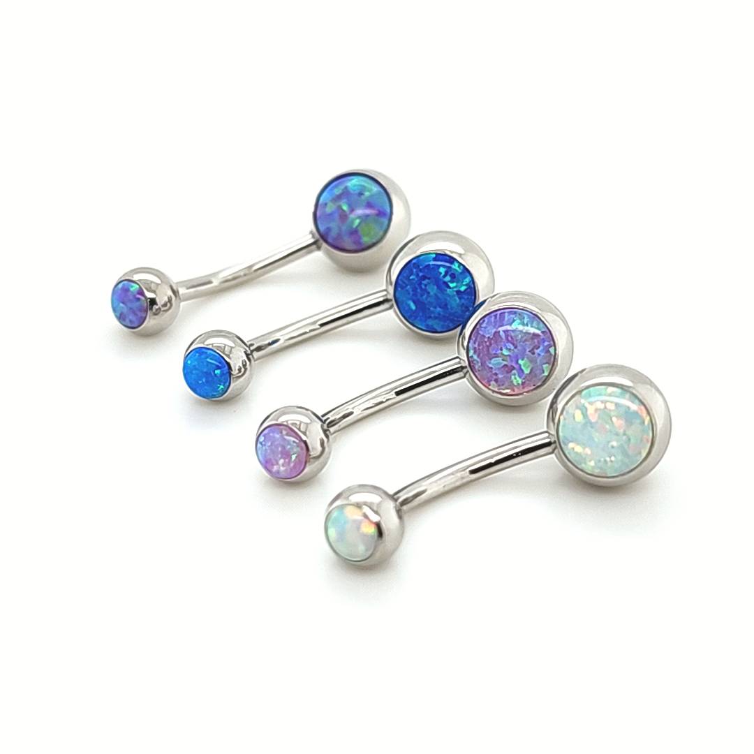 14G Opal Cabochon Ball Belly - 316L S. Steel