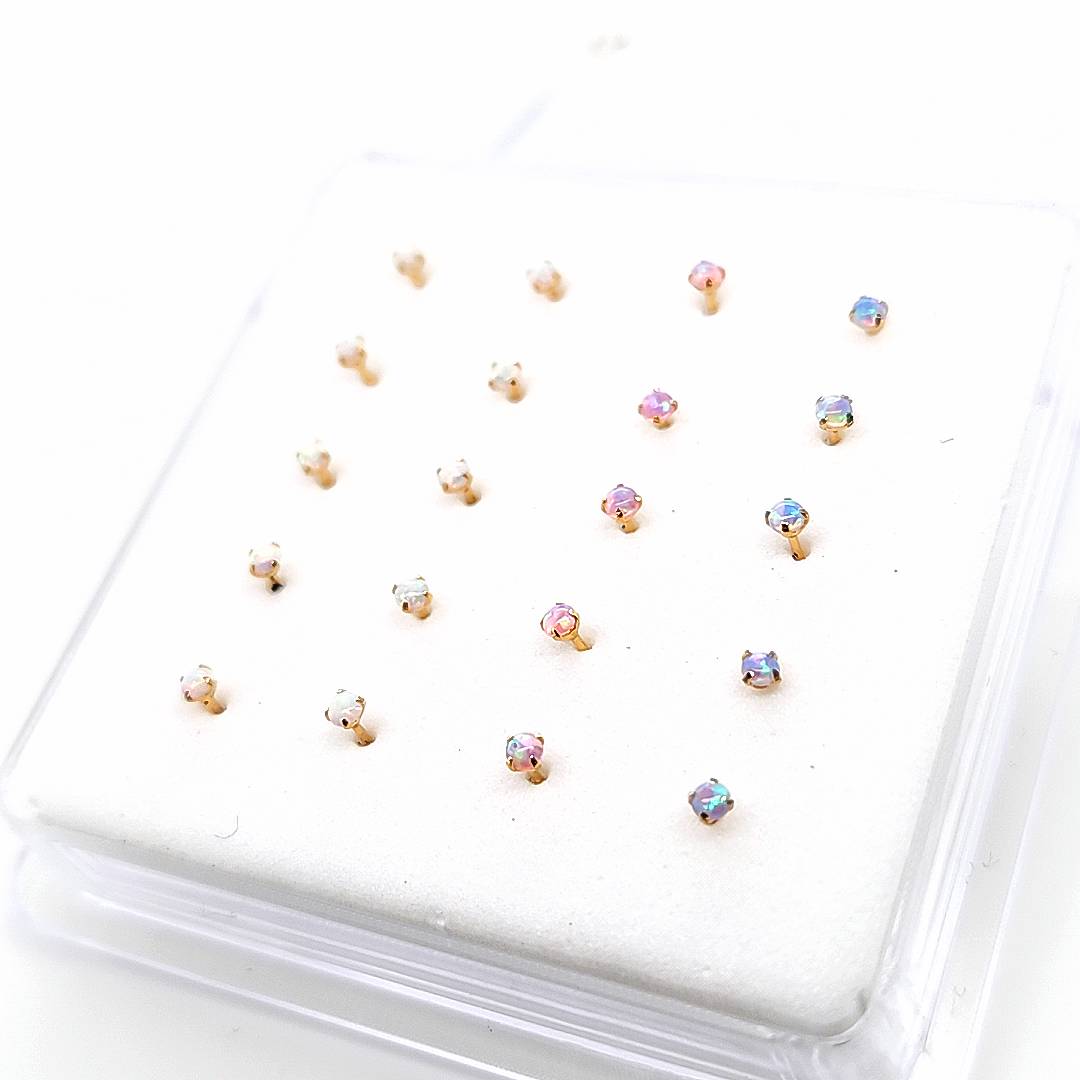 925.Sterling Silver-Opal Ball Setting Nosestud, 20pc. Box