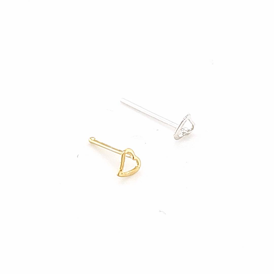 925.Sterling Silver- Plain Heart Nose Stud, 20pc. Box