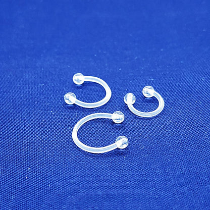 16G Acrylic 3/8" CBB Horseshoe-All Clear 3mm